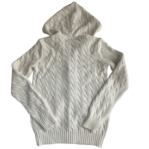 Ralph Lauren Womens Cable-Knit 100% Cotton White Full-Zip Hoodie Size M Classic - Picture 4 of 9